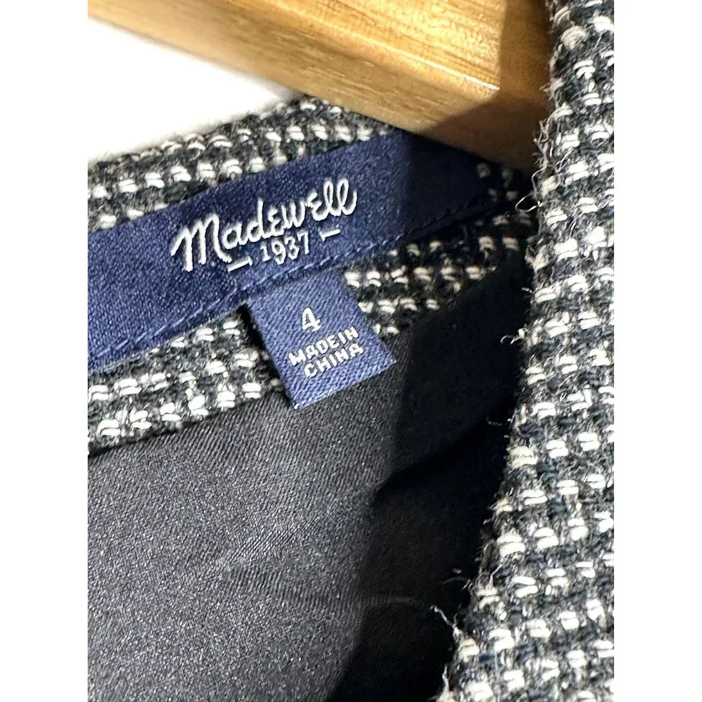 Madewell Checkered‎ Wool Blend A-line sz 4 Black/White